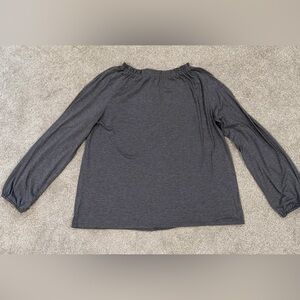 LOFT Women’s Charcoal Long Sleeve Blouse with back tie detail size Large